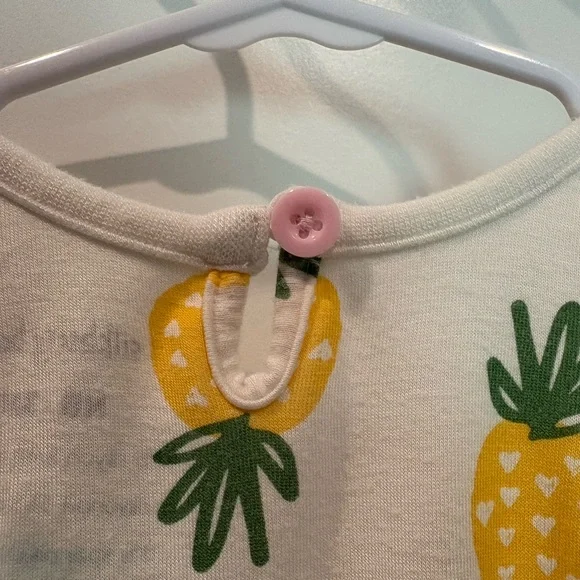Silkberry Baby Bamboo Sleeveless Ruffle Pineapple Print Romper - Picture 4 of 6